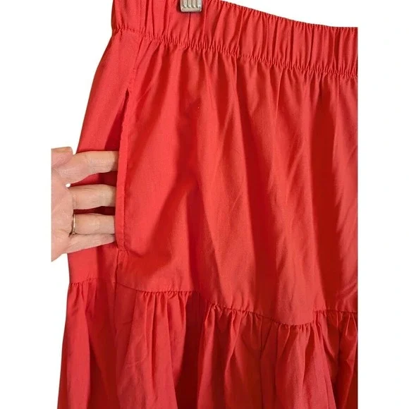 Abercrombie & Fitch Tiered Midi Skirt XL Flowy Cottagecore Peasant Prairie Boho - Picture 2 of 7